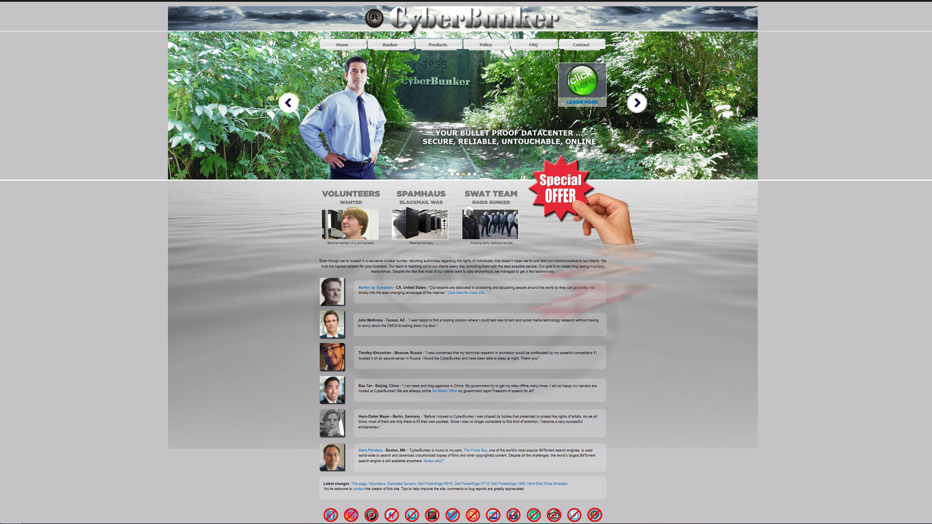 Offizielle Website des niederländischen Providers „CyberBunker“