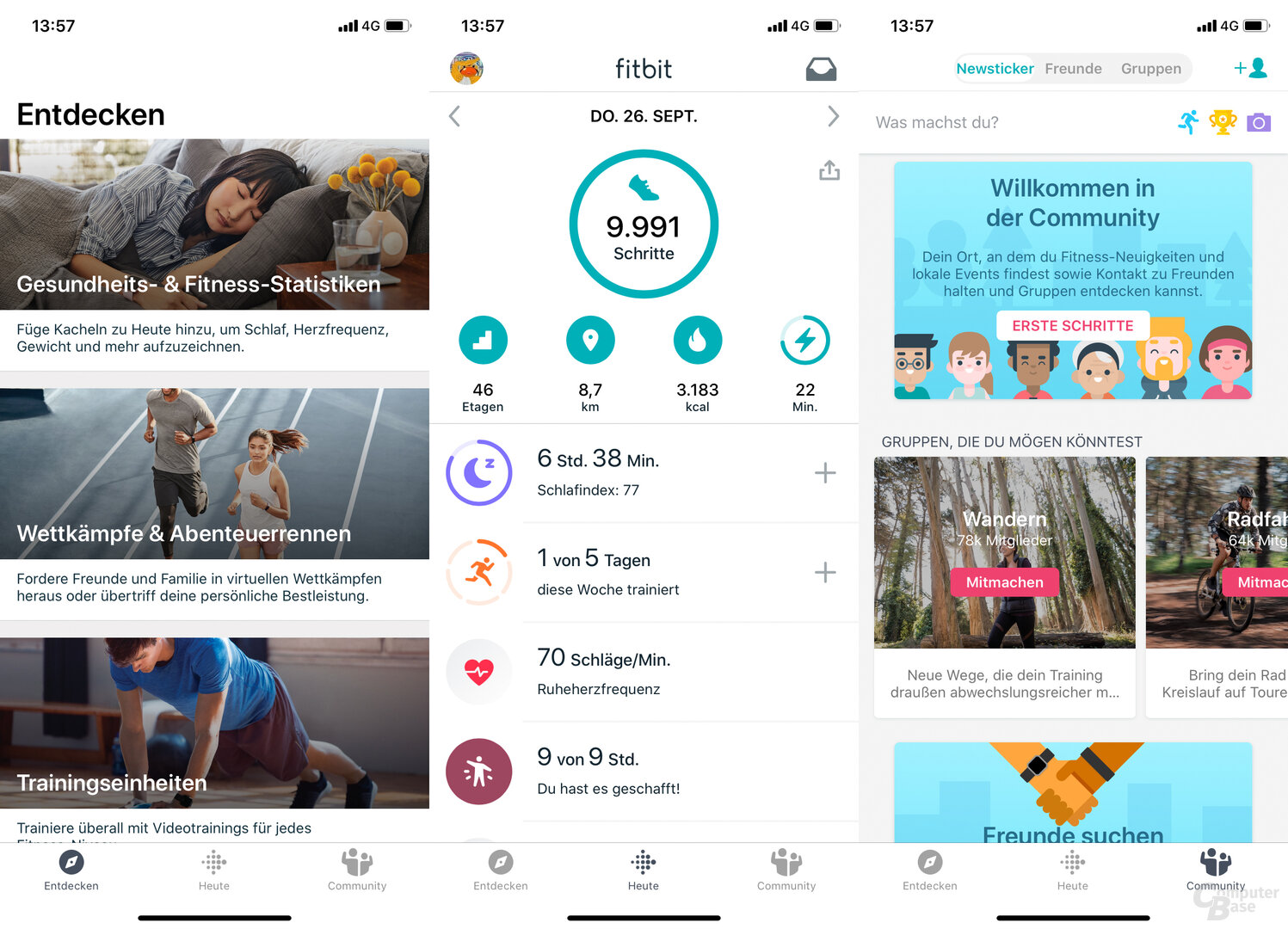 Fitbit App: Übersicht