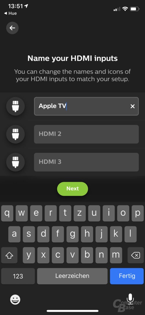 Ersteinrichtung der Philips Hue Play HDMI Sync Box