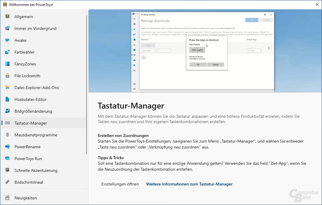 PowerToys – Keyboard Manager (Tastatur-Manager)