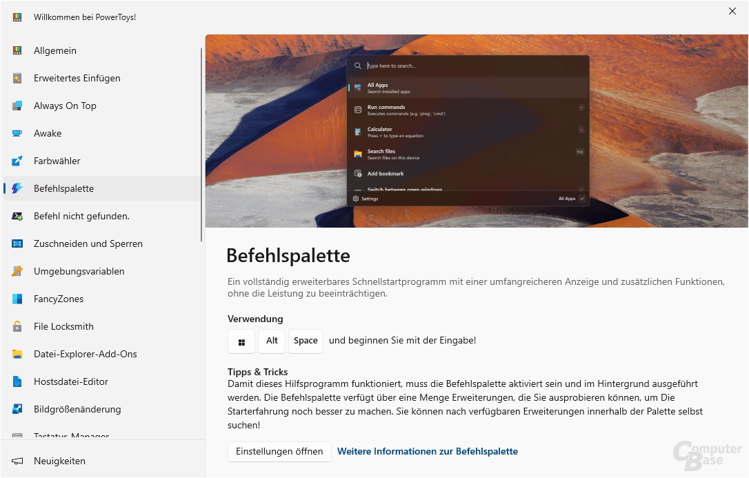 PowerToys – Command Palette (Befehlspalette)