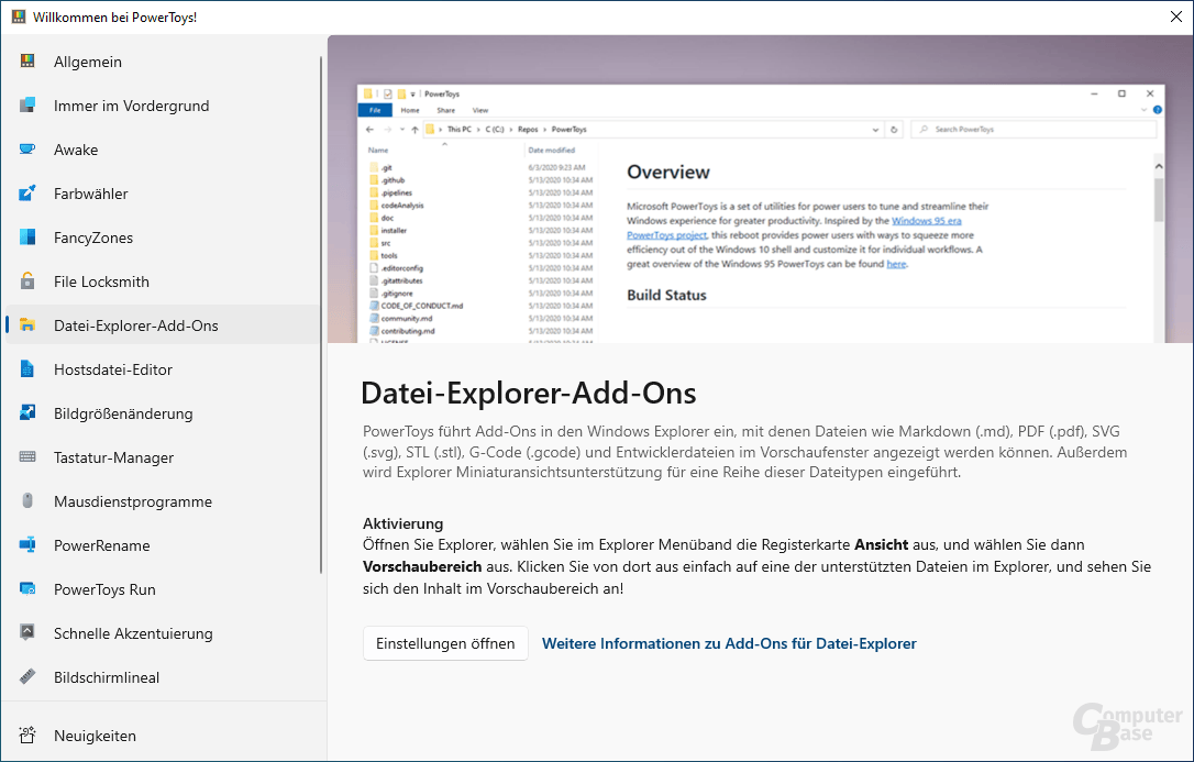 PowerToys – File Explorer Add-ons (Datei-Explorer-Add-Ons)
