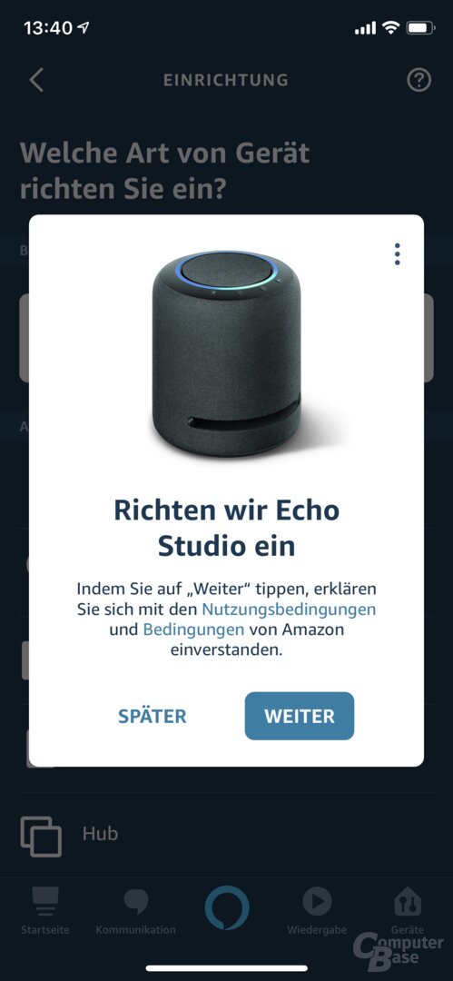 Einrichtung des Echo Studio in der Alexa-App