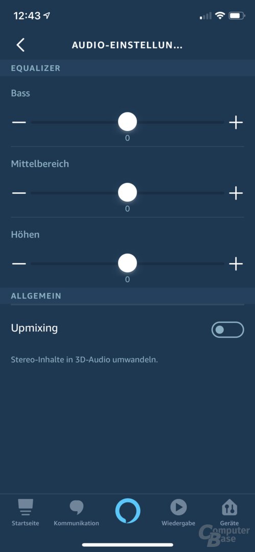 Upmixing für 3D Audio in der Alexa-App