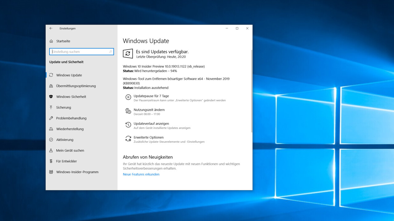 Windows 10 Version 1909: Das November 2019 Update steht zum Download bereit