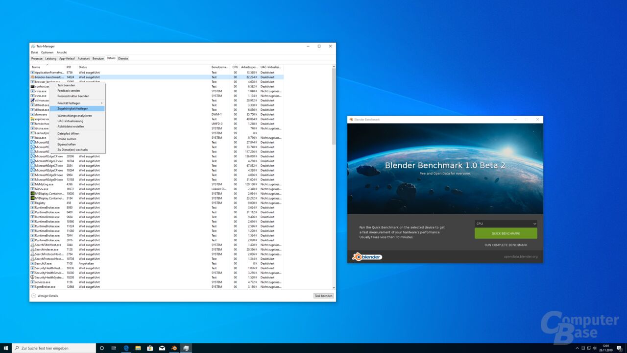 Über den Task Manager können Apps Threads zugewiesen werden