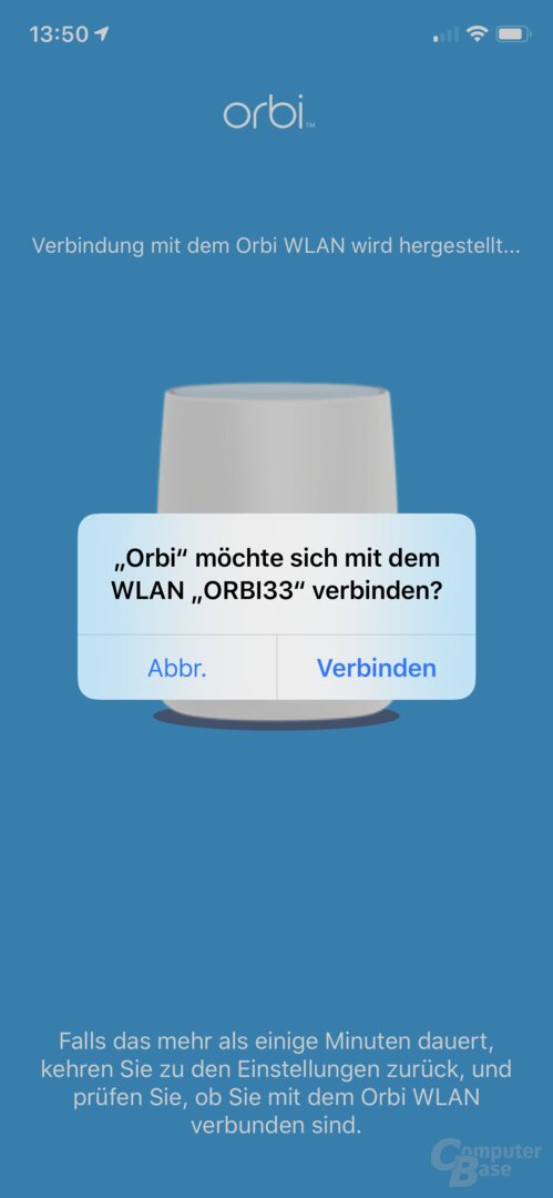 Ersteinrichtung in der Netgear Orbi-App