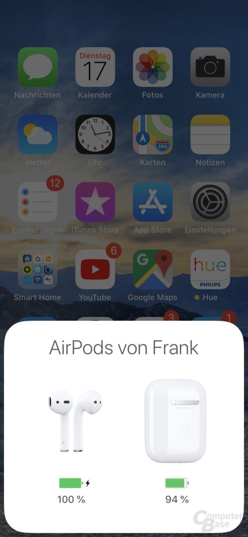Optionen der Apple AirPods am iPhone