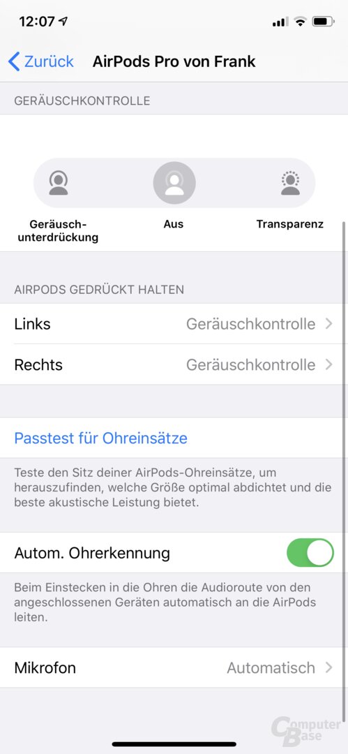 Apple AirPods Pro: Die Integration in iOS ist Apples Stärke