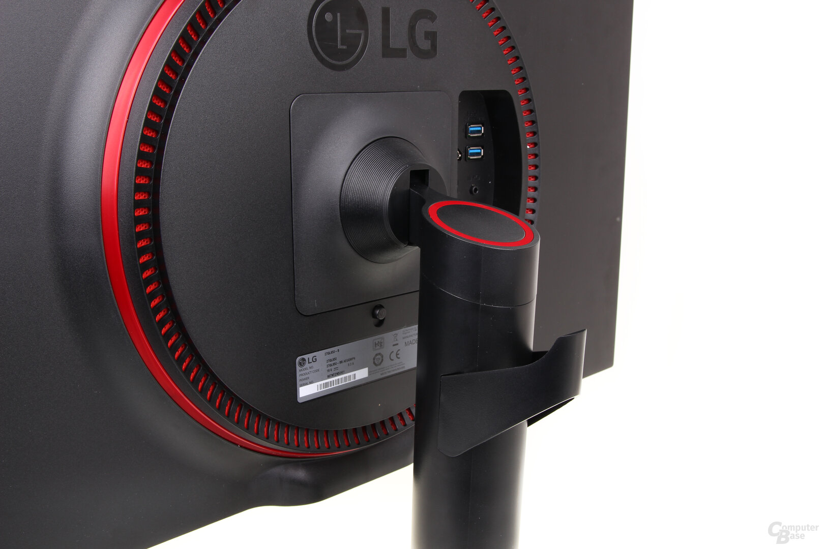 LG 27GL850-B: Schlichte Rückseite mit Headset-Halter
