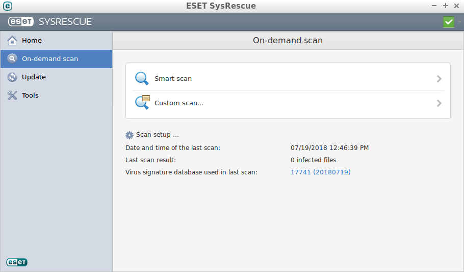 ESET SysRescue Live – On-demand scan