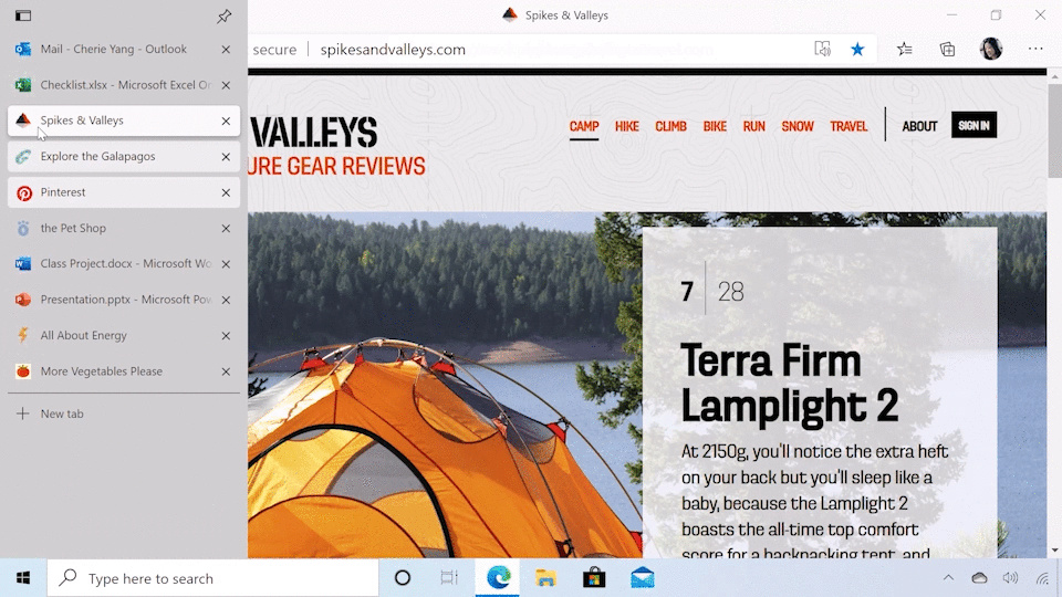 Vertikal angeordneten Tabs sollen den Workflow in Edge verbessern