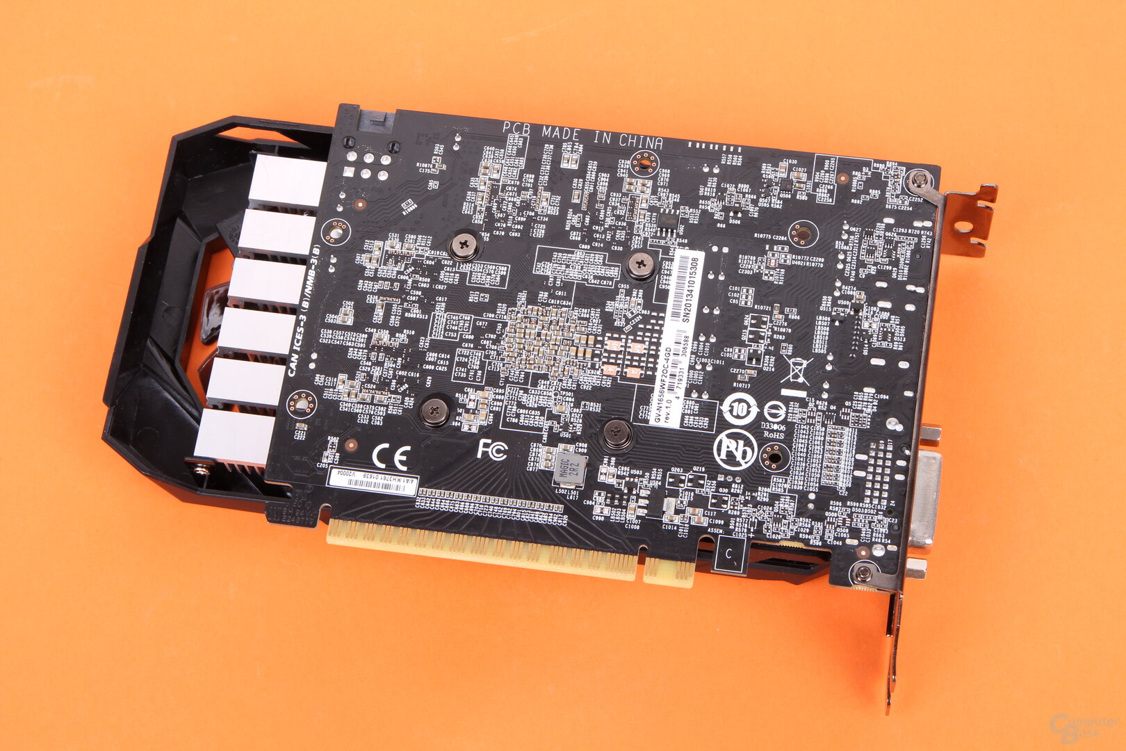 Die Rückseite der Gigabyte GeForce GTX 1650 GDDR6 WindForce OC im Test