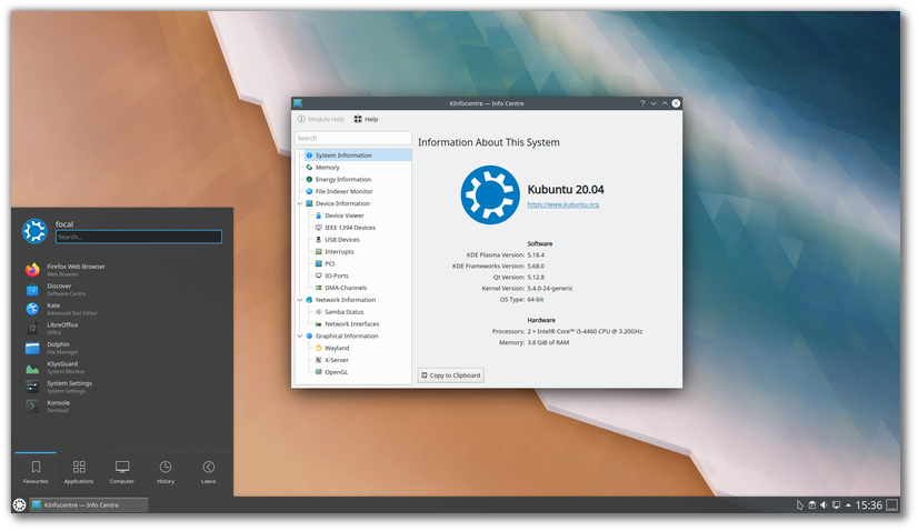Kubuntu 20.04 LTS (Focal Fossa) mit KDE Plasma 5.18 LTS