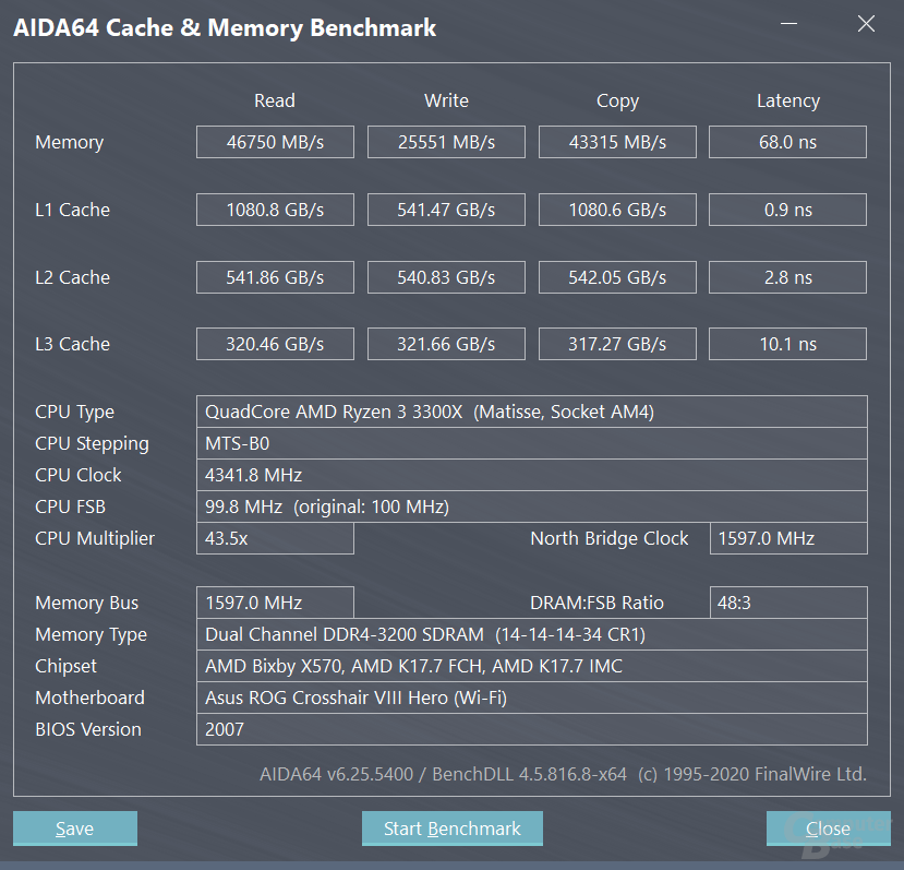 AMD Ryzen 3 3300X im Speicherbenchmark