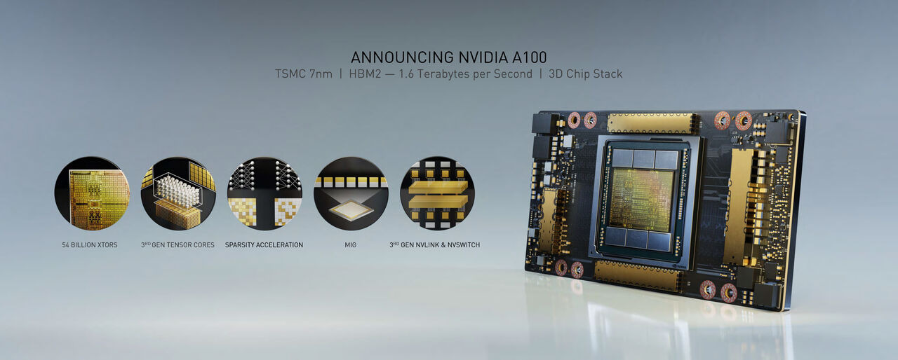 A100-GPU aus Basis der Ampere-Architektur (Bild: Nvidia)