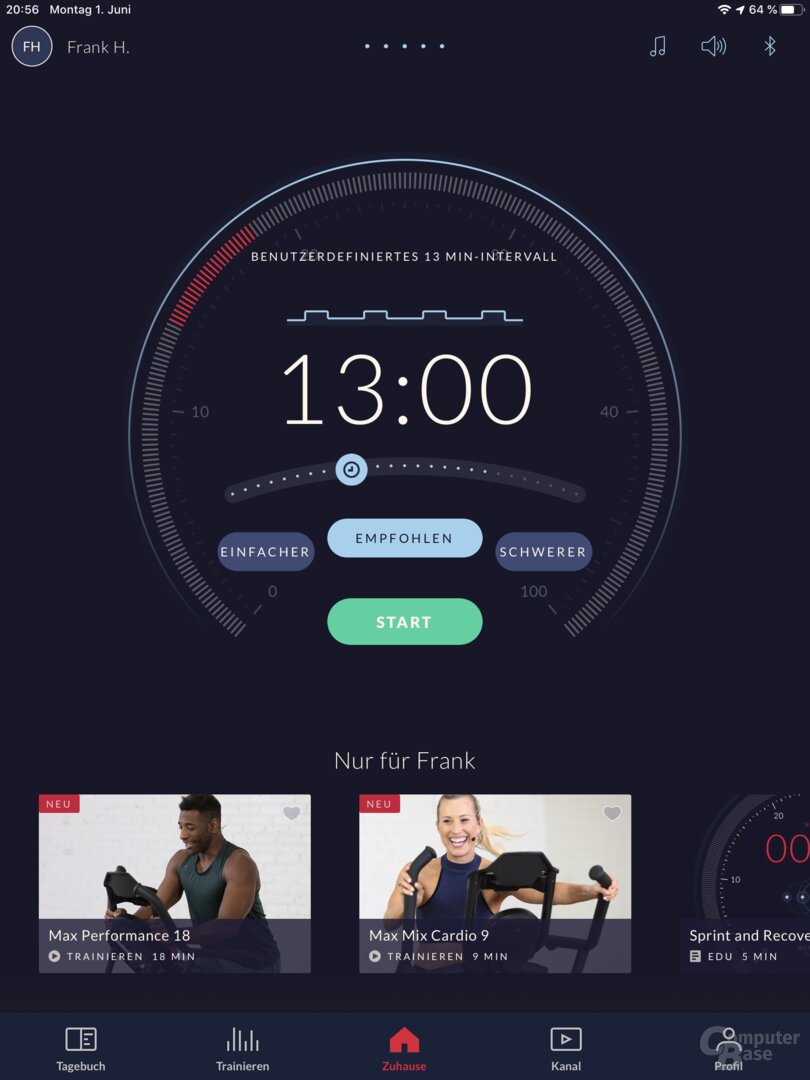 Die JRNY-App des Bowflex Max Trainer M8