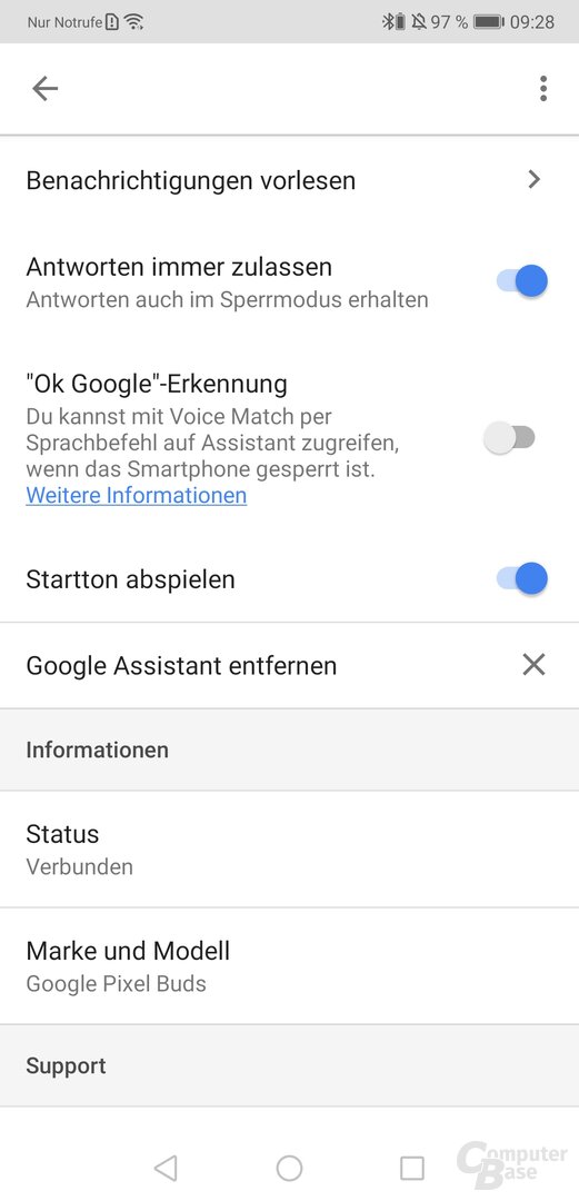 Integration der Google Pixel Buds in Android