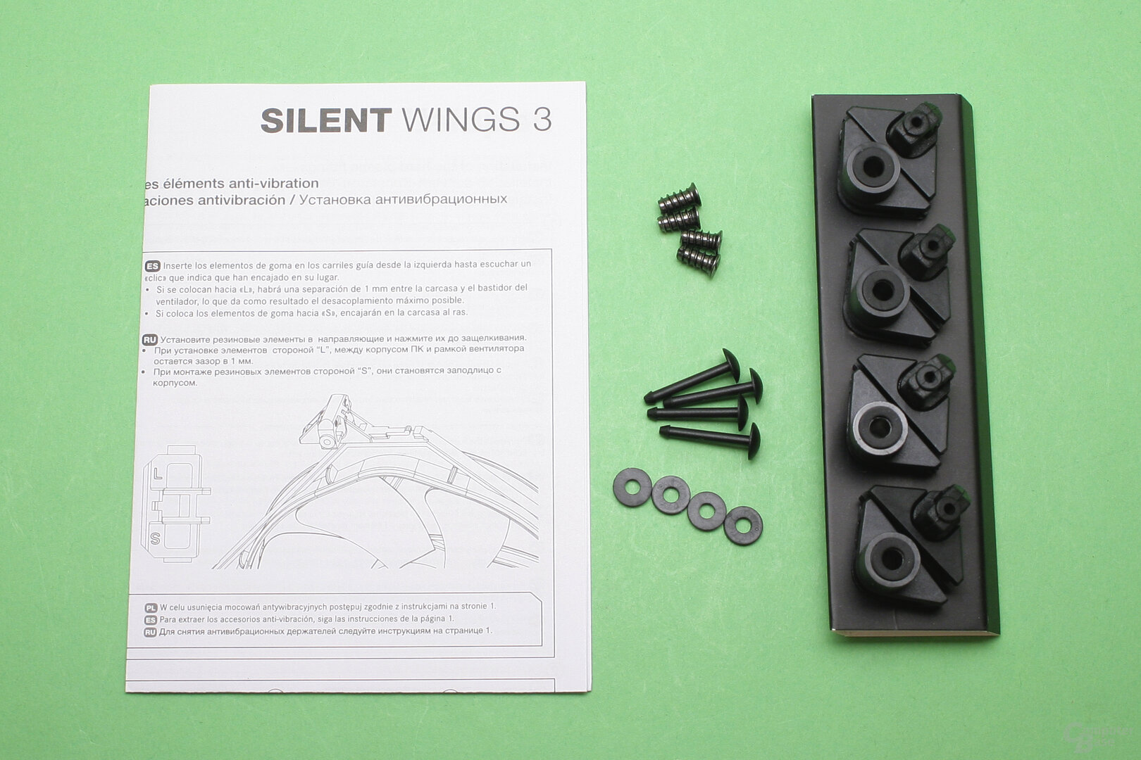 be quiet Silent Wings 3 High Speed PWM: Zwei verschiedene Befestigungssysteme im Lieferumfang