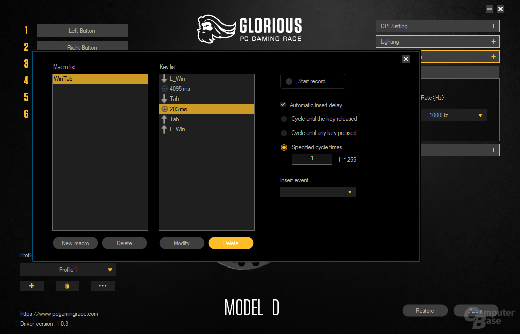 Glorious Model D- Software