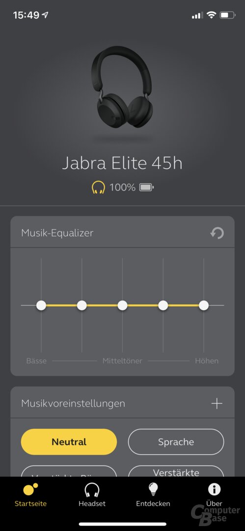 Jabra Sound+ App mit Elite 45h