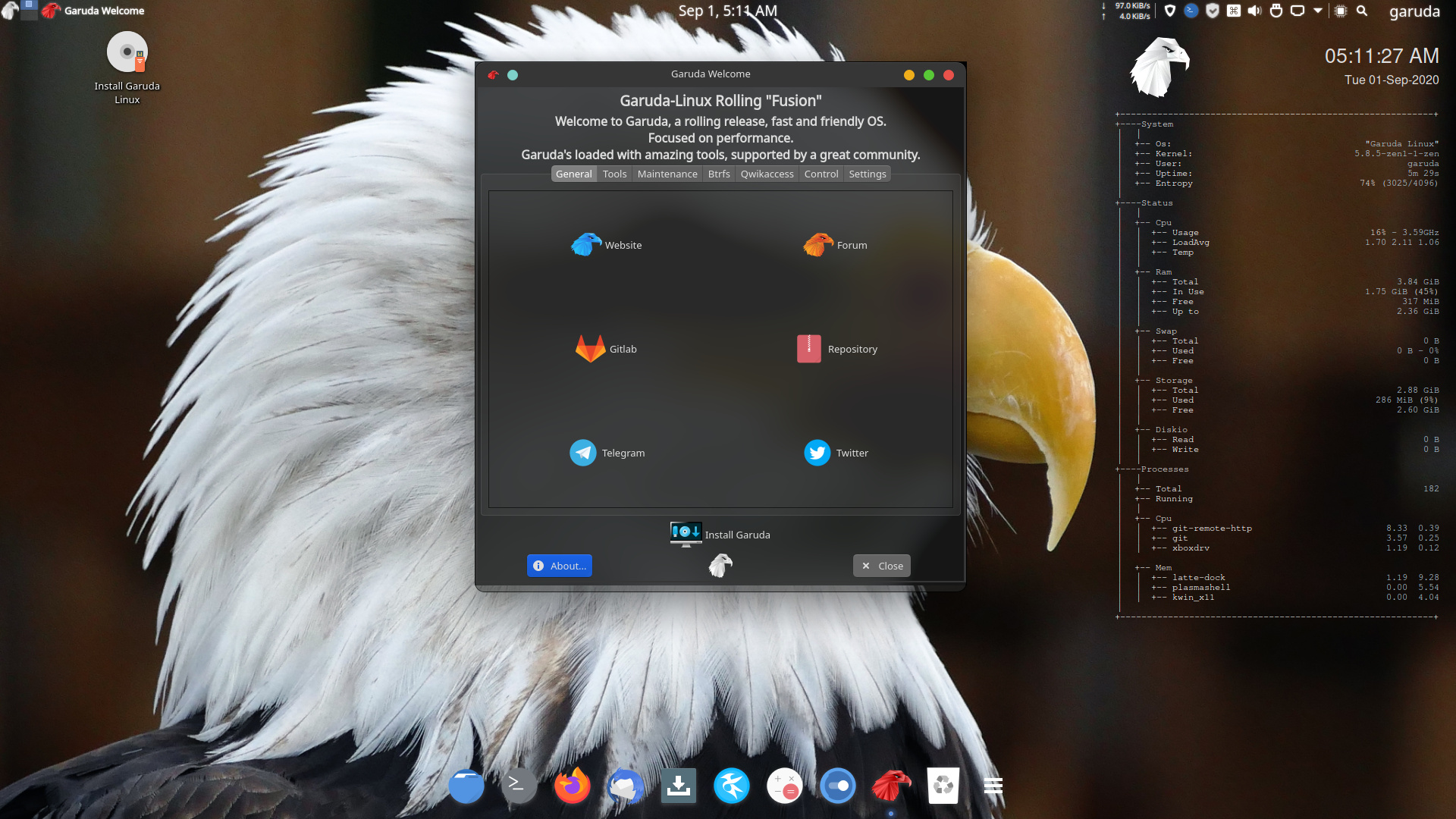 Garuda Linux im Anschluss an die Installation