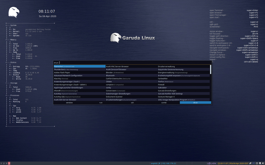 Garuda Linux mit i3