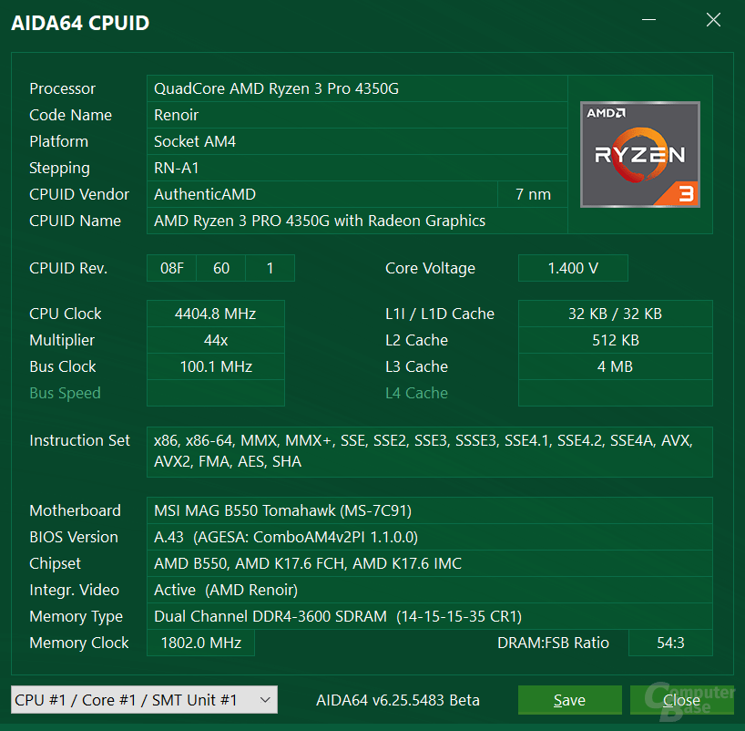 AMD Ryzen 3 4350G Pro übertaktet
