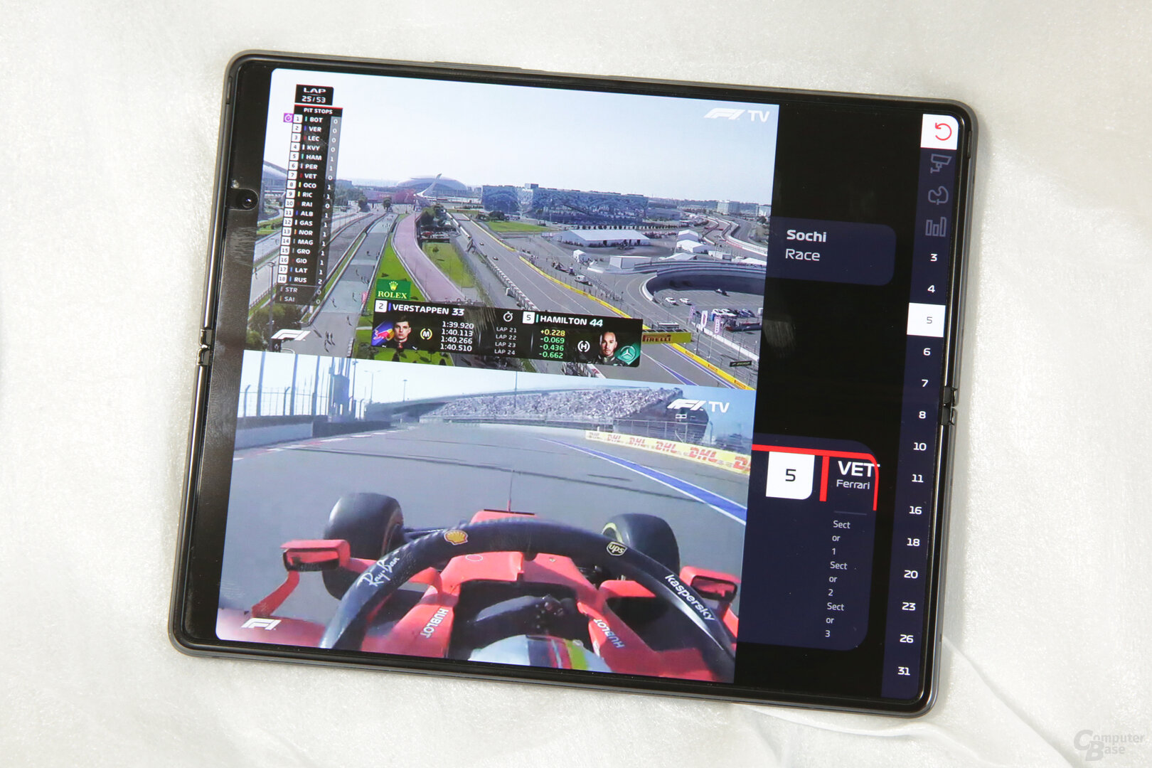 F1 TV nutzt das Display (unfreiwillig) gut aus