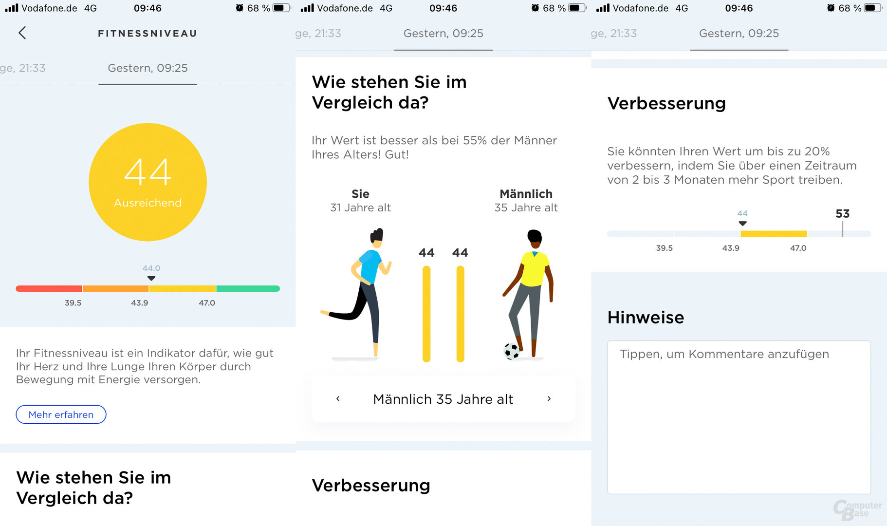 Withings Health Mate App: Fitnessniveau