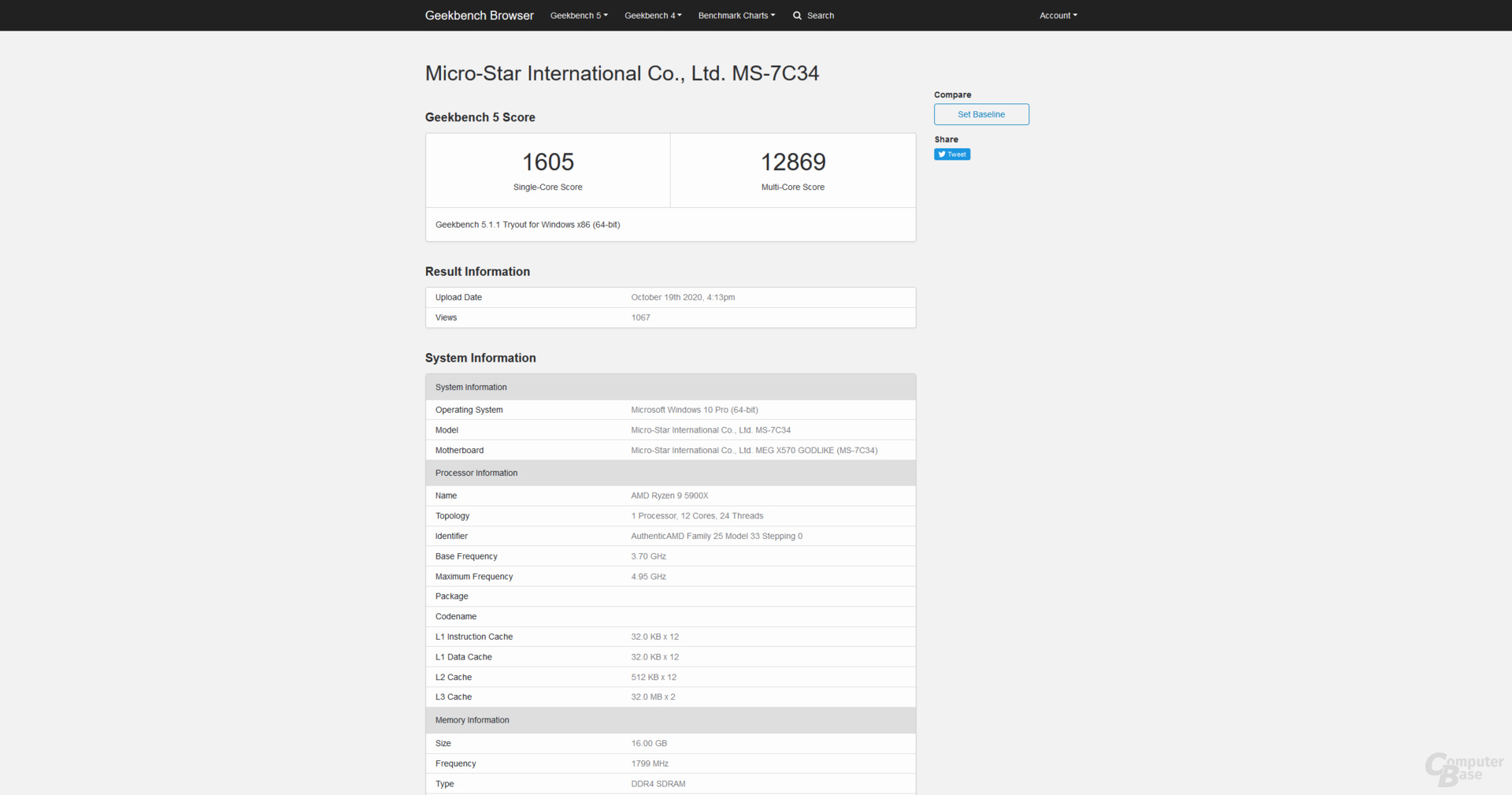 AMD Ryzen 9 5900X im Geekbench 5