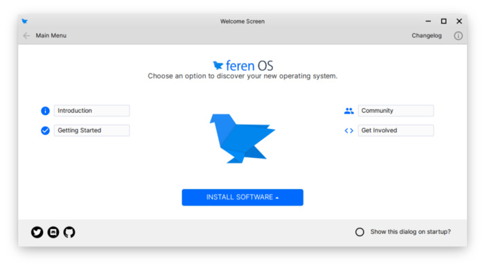 Der „Welcome Screen“ nach erfolgreicher Installation von Feren OS 2020.11