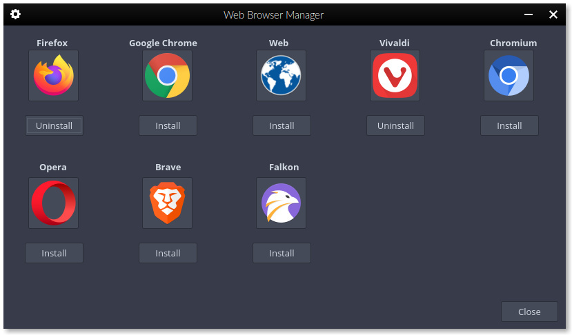 Der „Web Browser Manager“ von Feren OS 2020.11