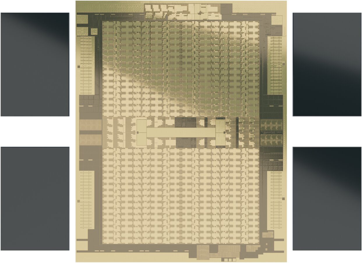 AMD Instinct MI100: Vier HBM-Chips flankieren die GPU