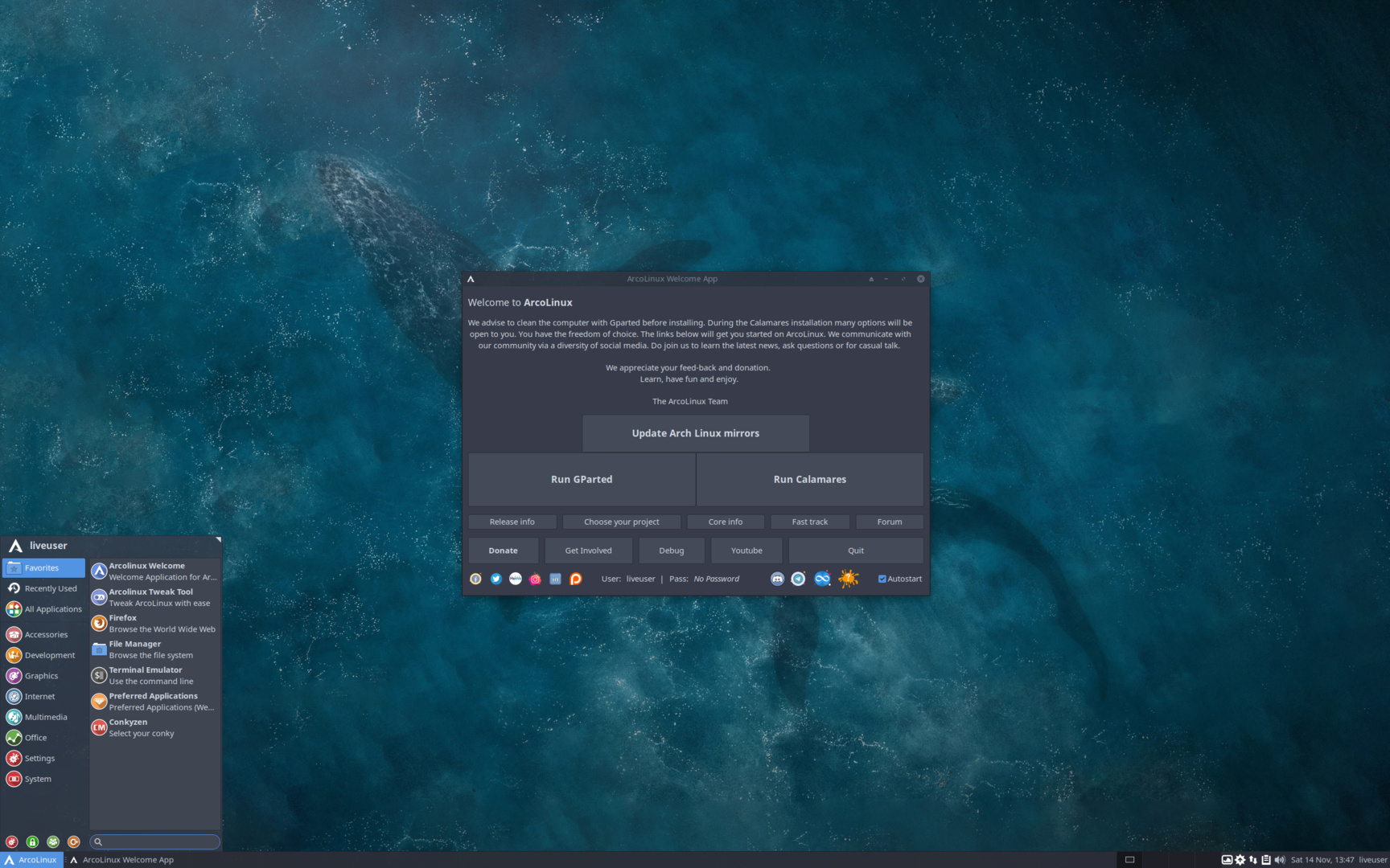 ArcoLinux 20.11.9 mit Xfce-Desktop v4.14