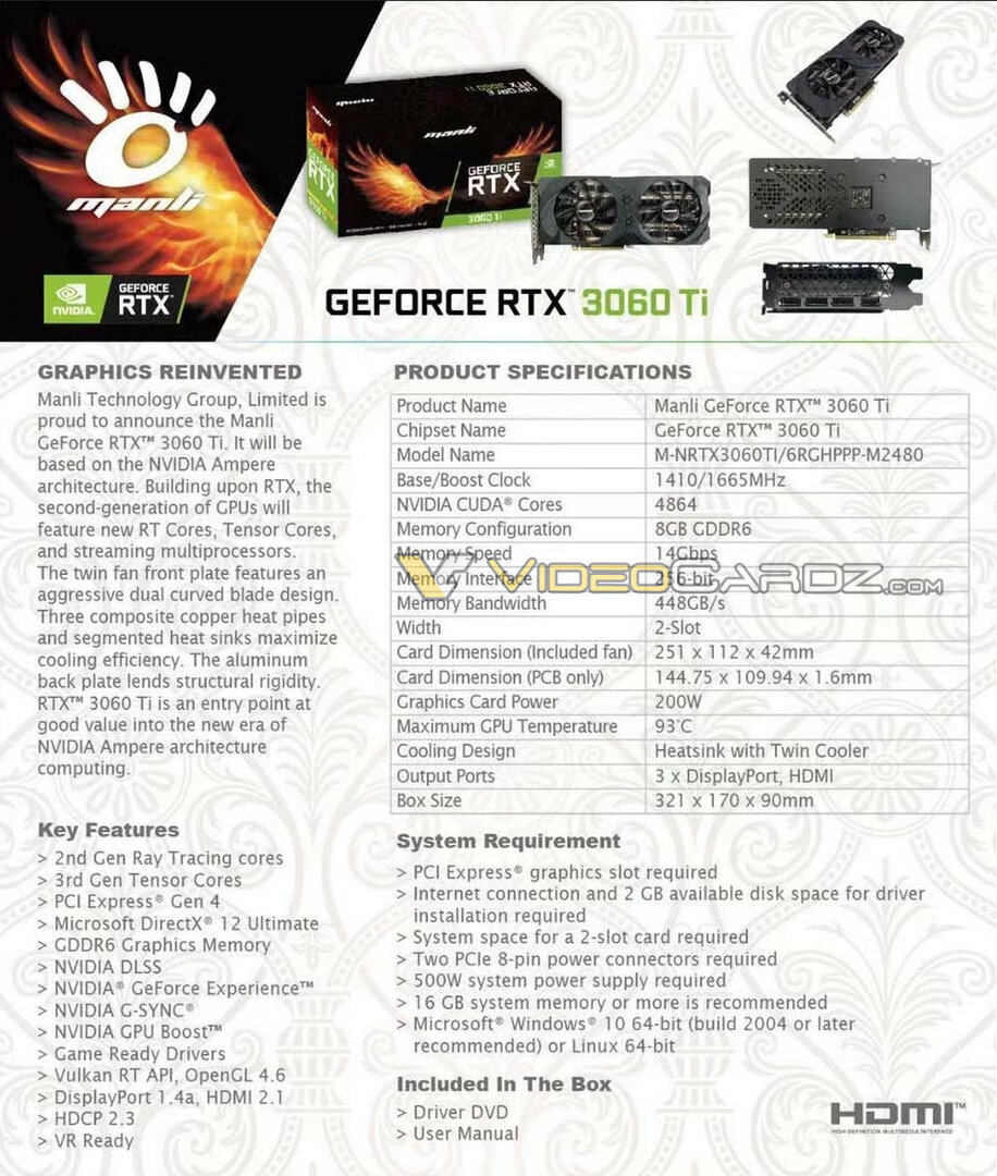 Nvidia GeForce RTX 3060 Ti Specs