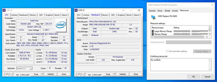 Intel Rocket Lake auf MSI Z490-Board mit BAR-Support