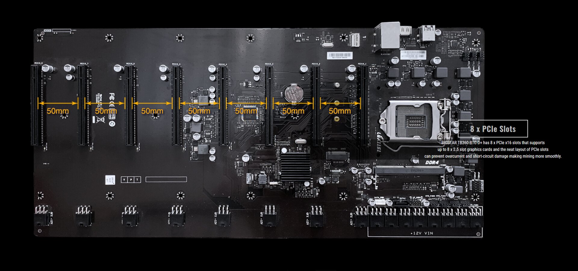 Biostar TB360-BTC D+ – acht PCIe-Slots für Mining-GPUs auf einer Platine