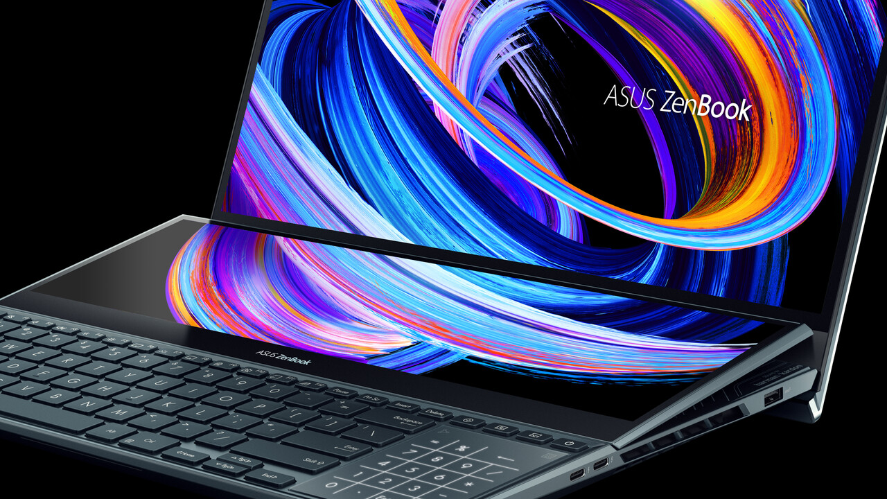 ZenBook Pro Duo 15 OLED: Asus winkelt das zweite Display automatisch an