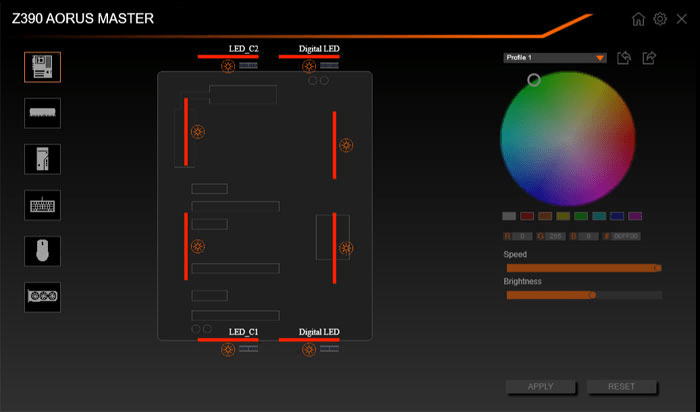 Gigabyte RGB Fusion 2.0 – Oberfläche