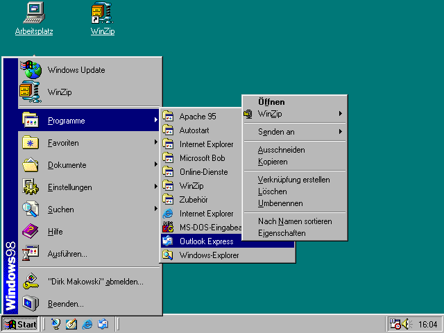 Windows 98 – Benutzeroberfläche