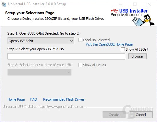 Universal USB Installer – Oberfläche