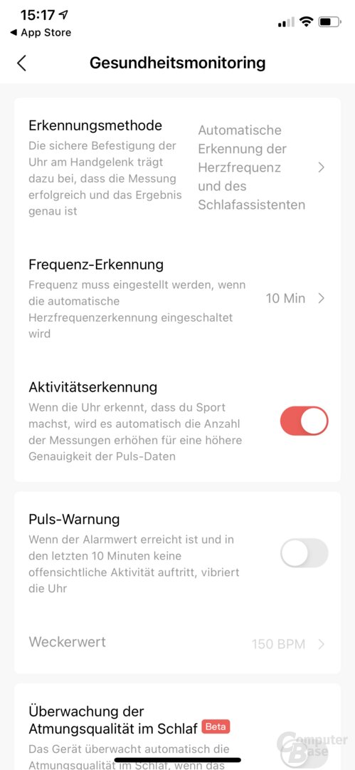 Zepp-App für die Amazfit GTR 2