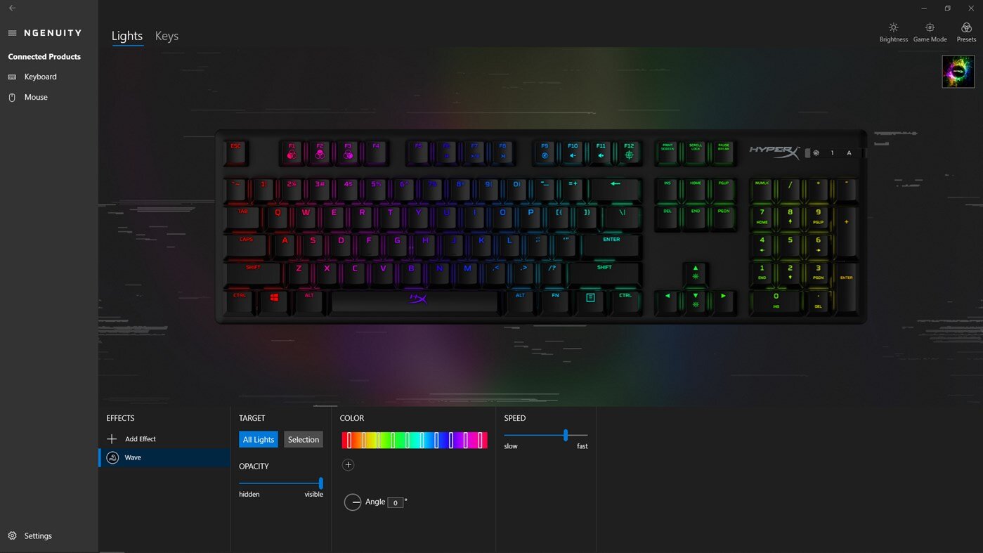 HyperX NGENUITY - Beleuchtung Tastatur