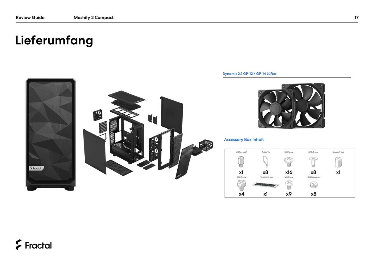 Meshify 2 Compact: Lieferumfang (Bild: Fractal Design)