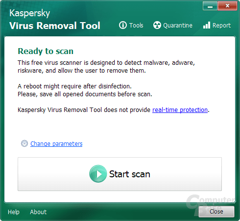 Kaspersky Virus Removal Tool – Oberfläche
