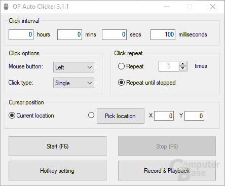 AutoClicker – Oberfläche