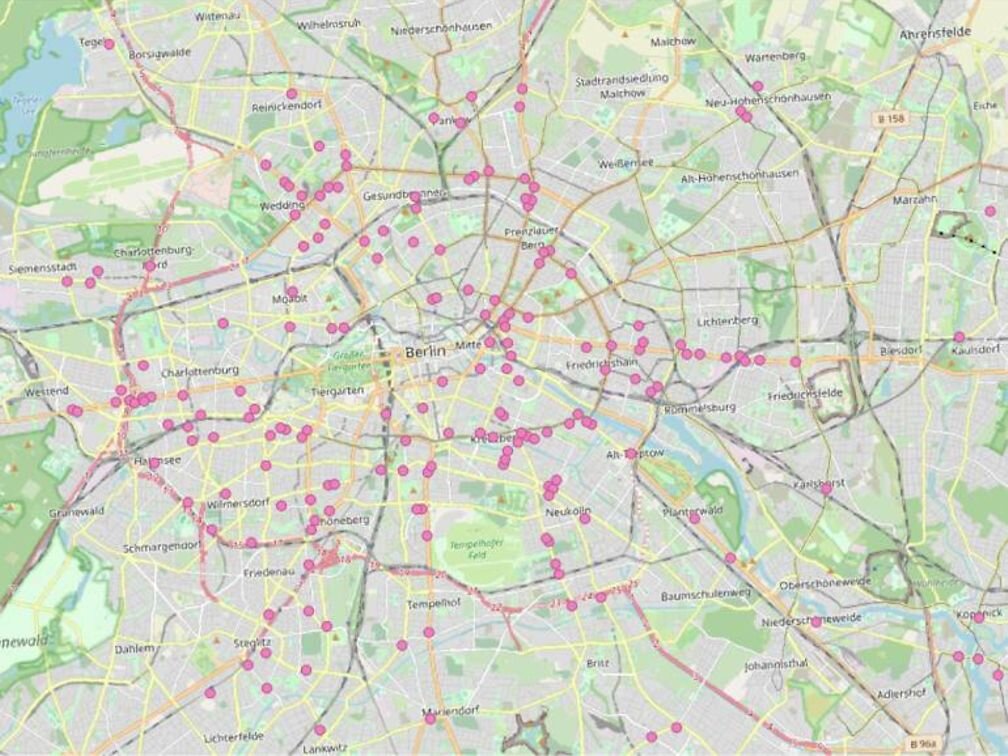 Karte der Litfaßsäulen in Berlin