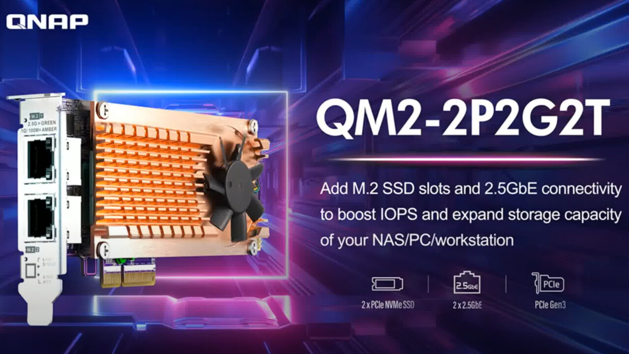 QNAP QM2-2P2G2T: 2,5-GbE-Netzwerkkarte kann auch zwei M.2-SSDs fassen