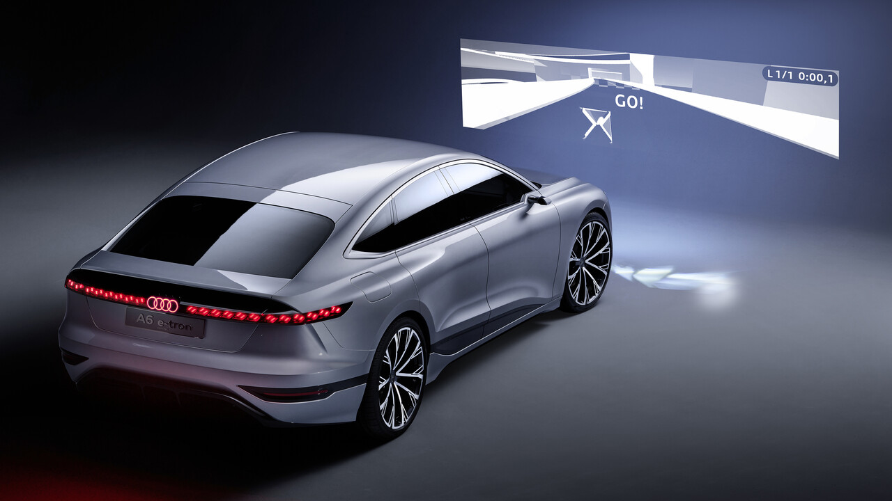 A6 e-tron concept: Audi projiziert Videospiele mit LED-Scheinwerfern